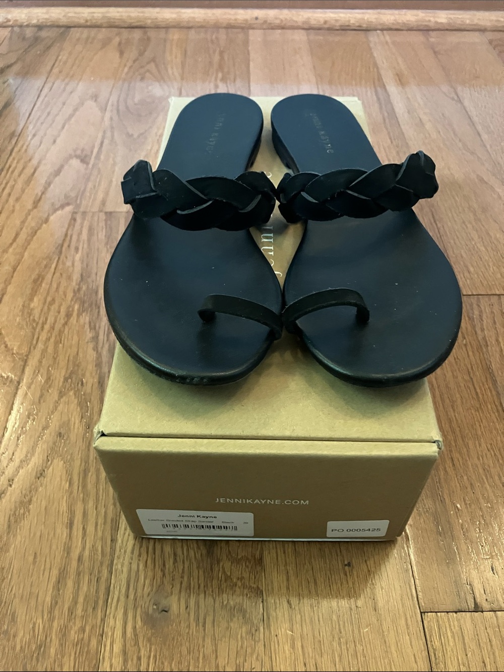 Jenni Kayne Black Braided Toe-Ring Sandals